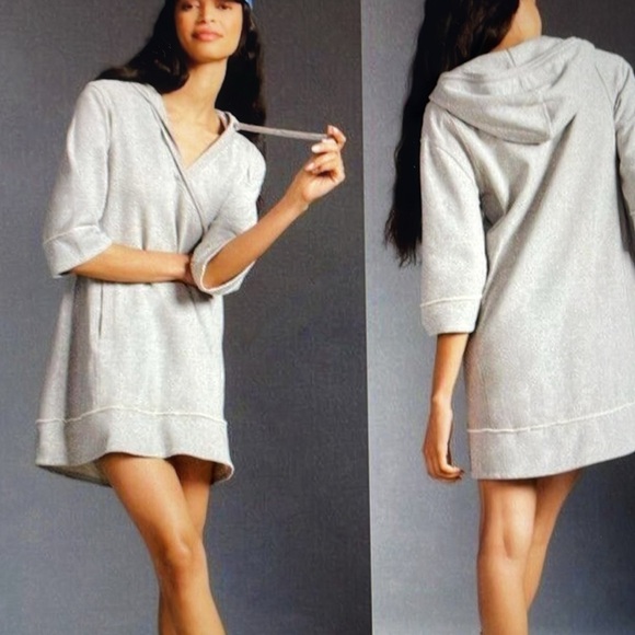 Anthropologie Daily Practice Dress Size XS Gray Hooded EUC - Picture 2 of 11